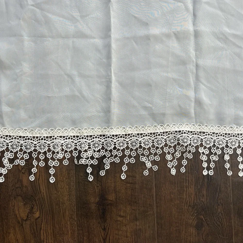 Mainstays Set of 4 Ivory Sheer Lace Valances Rod Pocket 50 X 21.25 Farmhouse